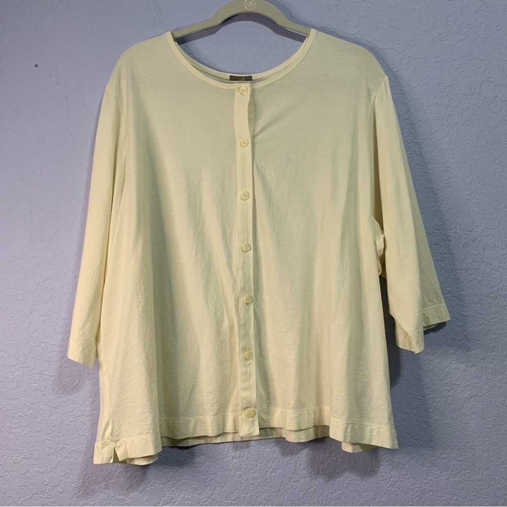 J. Jill 3/4 Sleeves Pima Cotton Plus Size Button Up Tunic